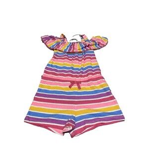 Tommy Bahama Girls Romper Size 7/8 Cotton Blend Striped Tropical